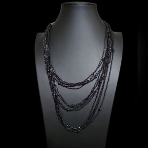 20" Vintage Black Multi Strand Necklace Lot 3